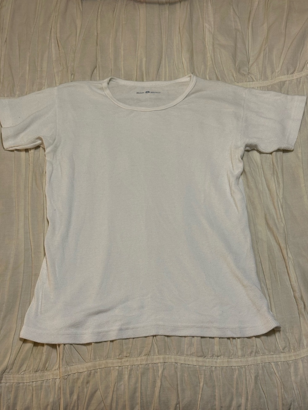 Brandy Melville White Short Sleeve Ribbed Tee